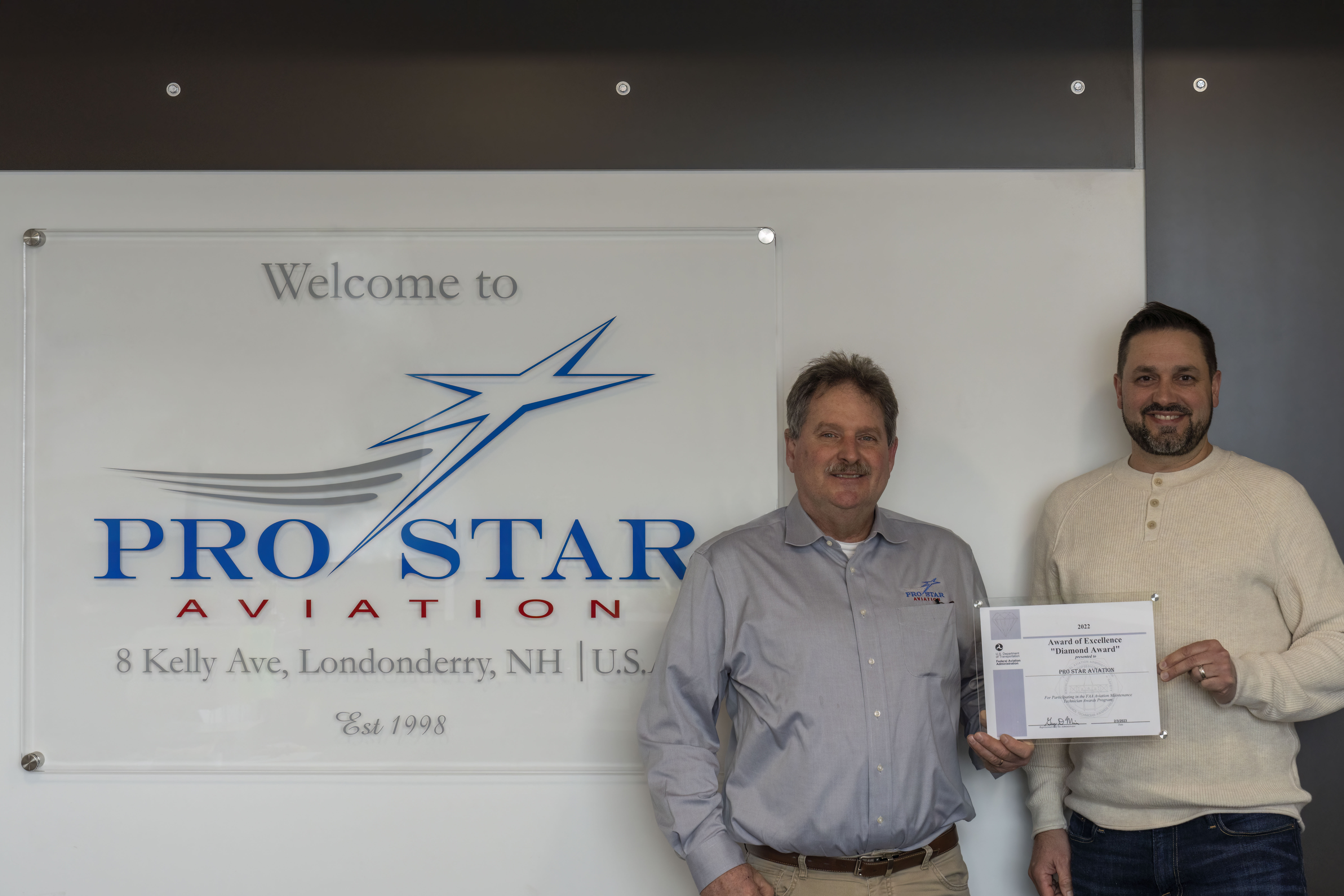 Pro Star Aviation Receives FAA Diamond Award